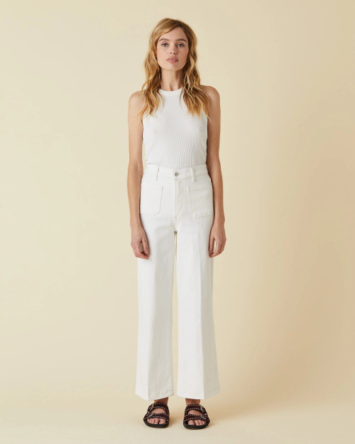 Virginia Wideleg Ankle - White